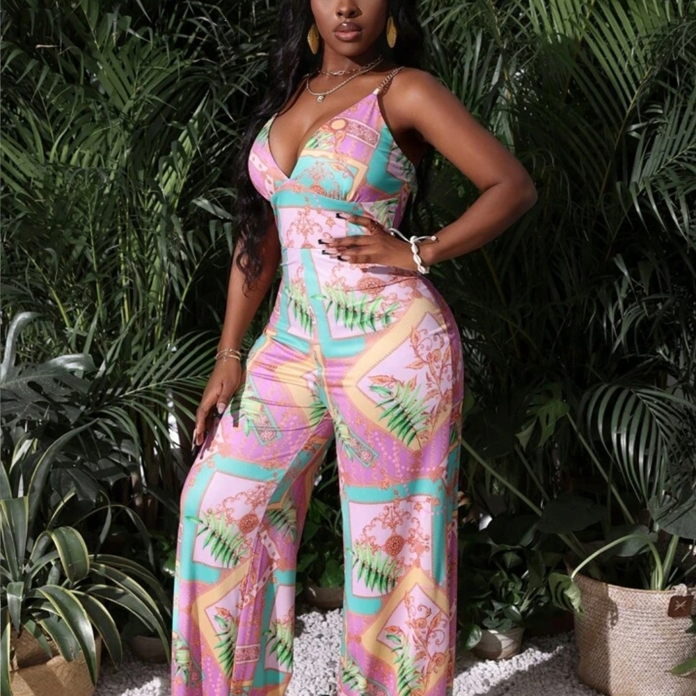 Tropical Print Jumpsuit